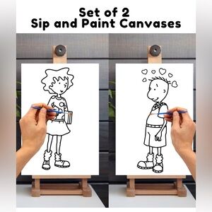 Doug and Patty Mayonnaise Sip and Paint Canvases, Nostalgic Cartoon Decor FanArt